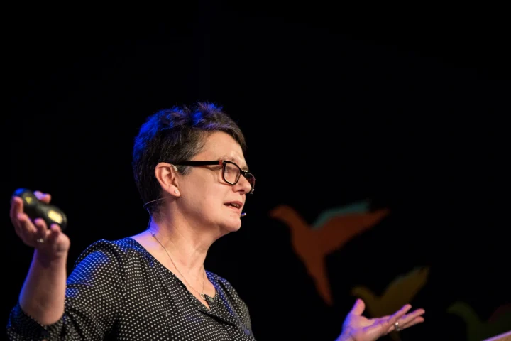 Diane Coyle speaking at the Hay Festival