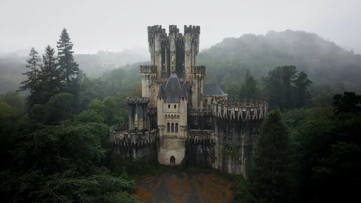 dark castle stood in mist
