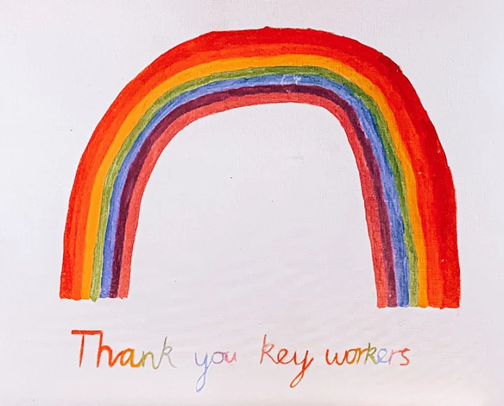 Drawing of a rainbow thanking key workers